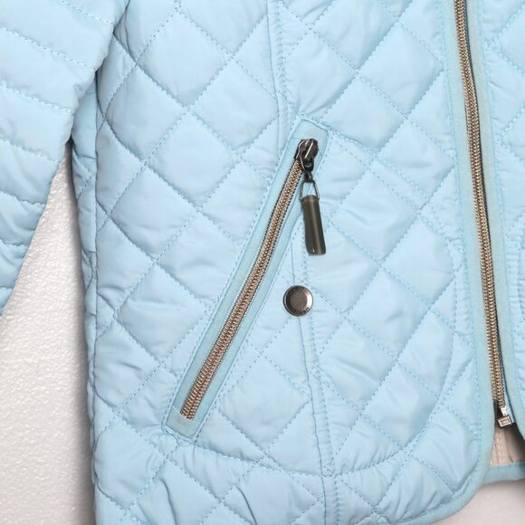 Olsen Europe Quilted Jacket Lightweight Full Zip Spring Coat Light Blue - Picture 8 of 10